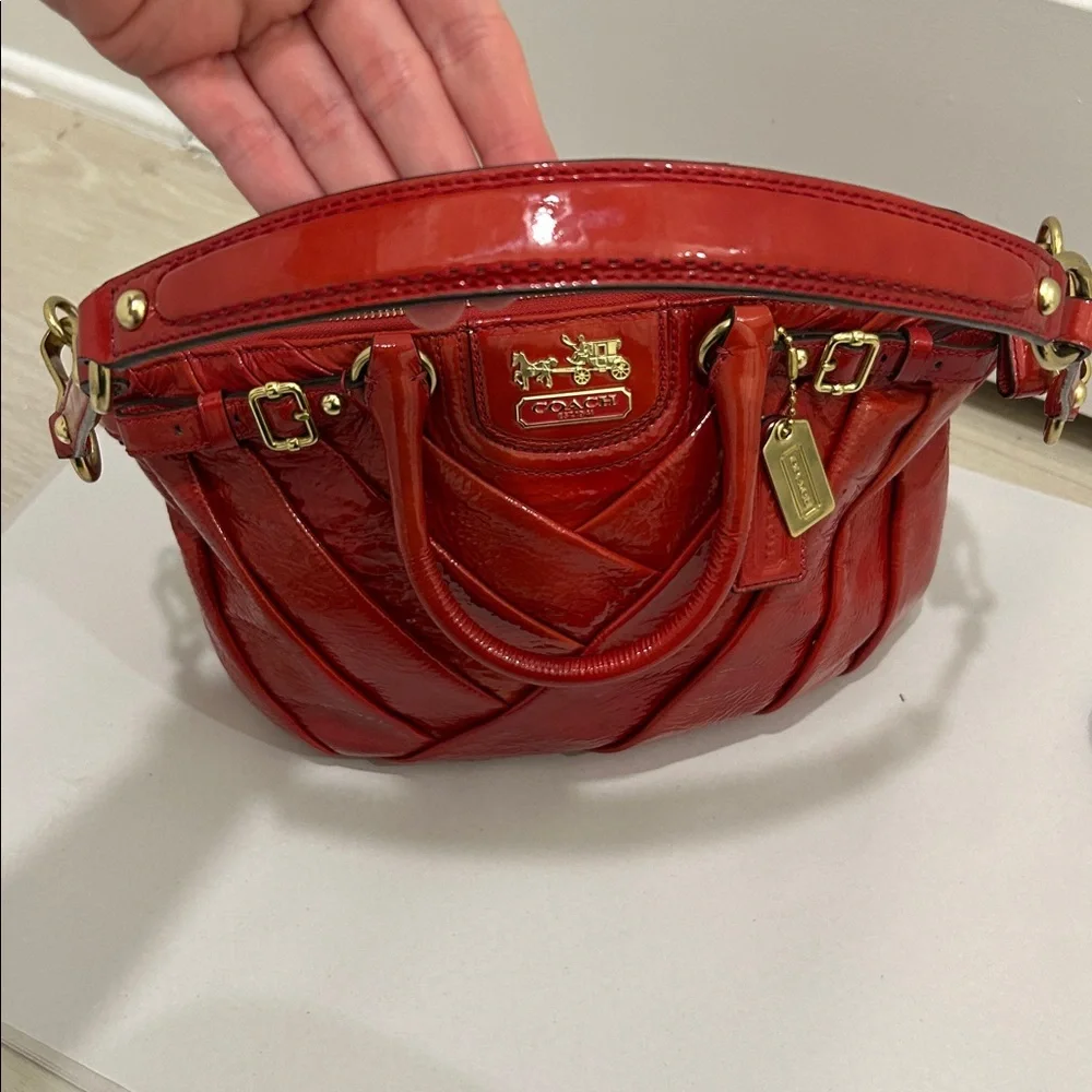 Coach Madison Diagonal Pleated Leather Sophia Satchel